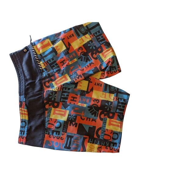 Rhythm Shorts Mens 34 Swim Trunks Board Colorful Print Surf Beachwear Drawstring - Picture 6 of 12